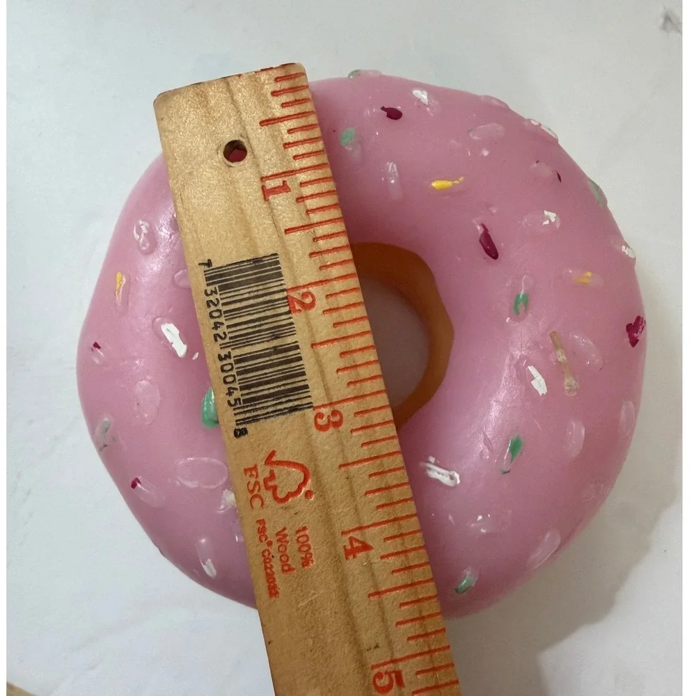 Realistic Pink Frosted Donut Candle with Sprinkles Decorative Novelty Food 5.5